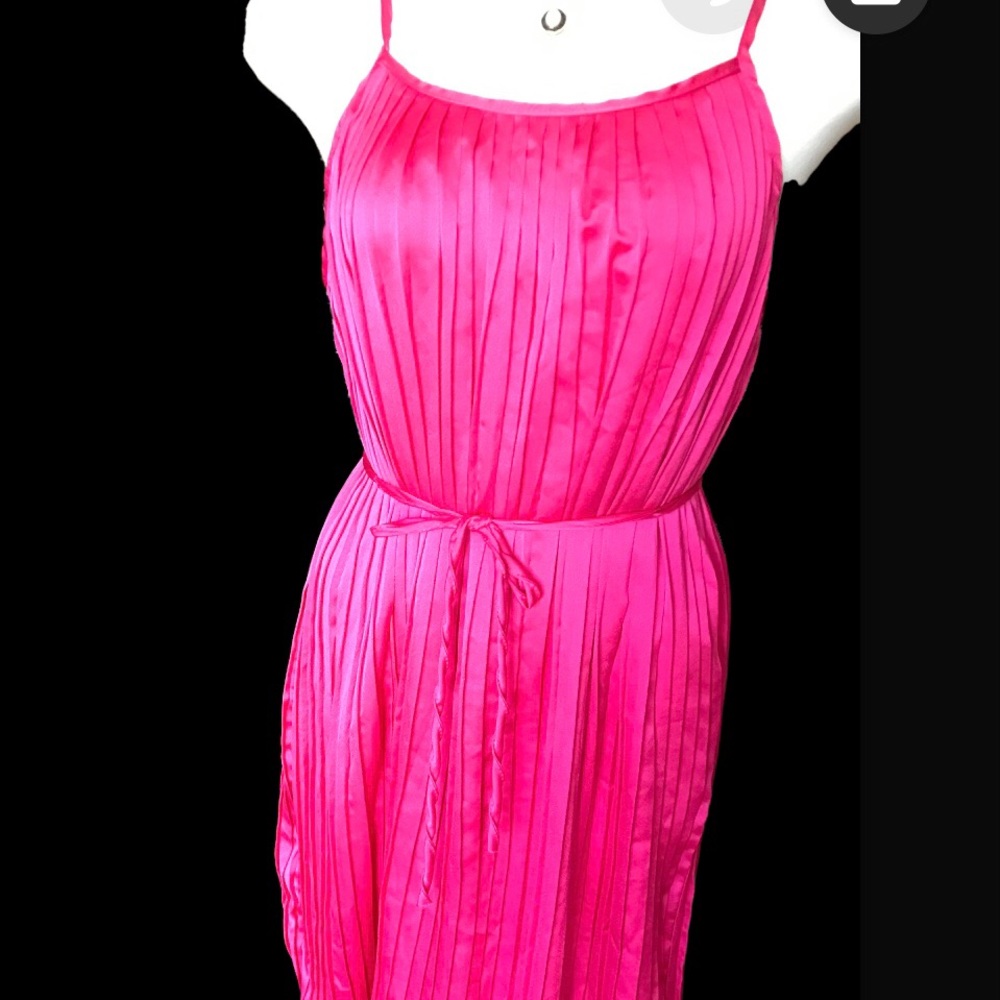 Silk Satin Pleated Dress